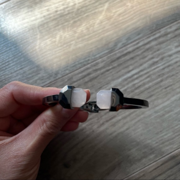 Unbranded Rose Quartz Dark Platinum Style Cuff Bracelet - Picture 5 of 6